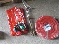 695) 50' torch hoses, regulators, cutting torch,