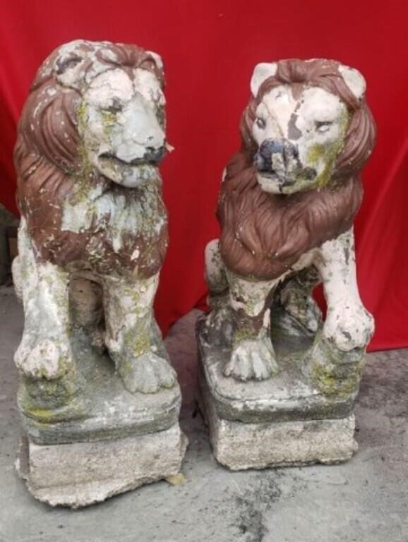 Concrete Lion Statues 28in (one has been