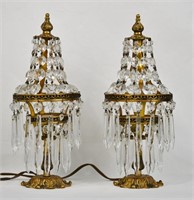 Pair Crystal Boudoir Lamps 11.75"h