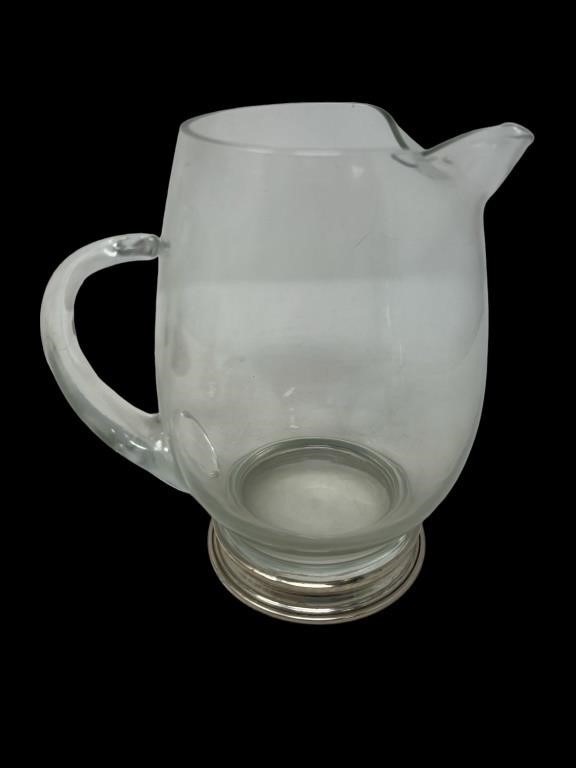 Wallace Sterling hand blown glass water pitcher