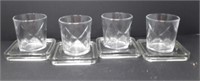 Set of Four Rocks Glasses with Glass Coasters