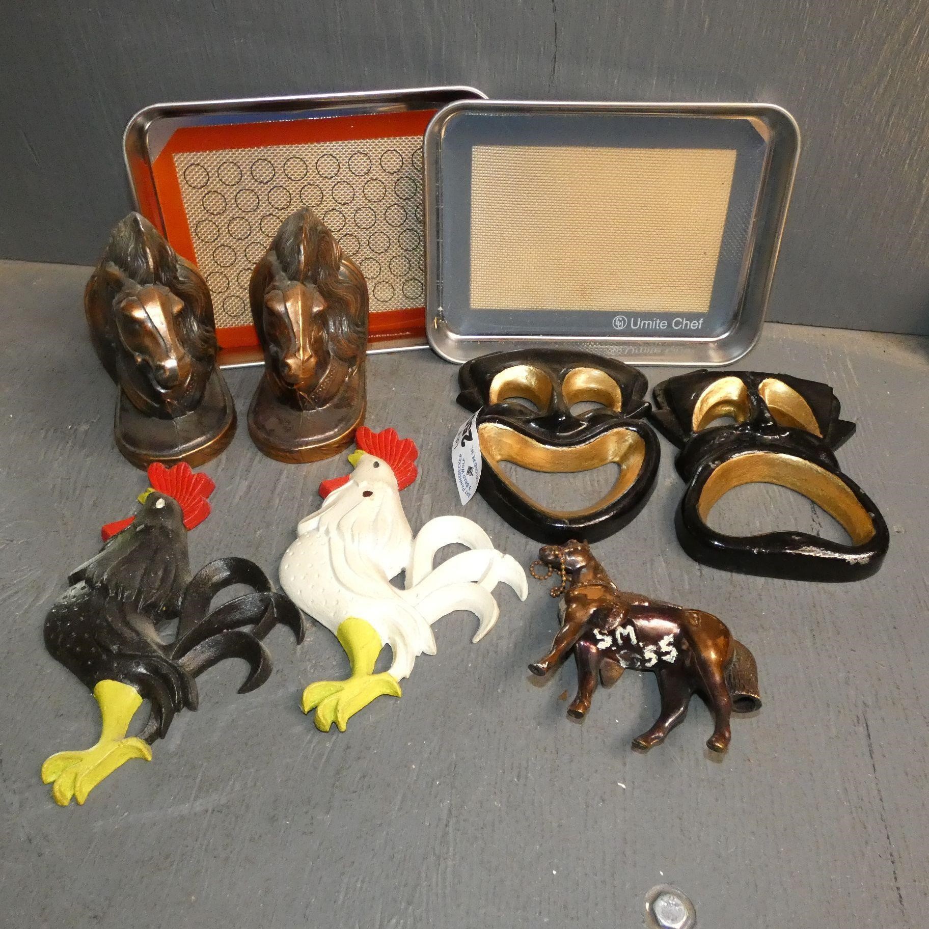 Vintage Metal Wall Plaques, Horse Bookends