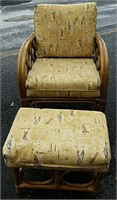 RATTAN ARM CHAIR WITH OTTOMAN