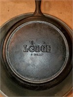 Lodge 8" skillet & unmarked skillet (cast iron)