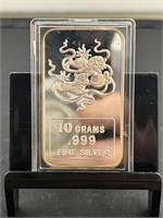 Chinese Dragon 10 G Silver Bar