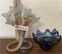 Blown glass bowl & vase