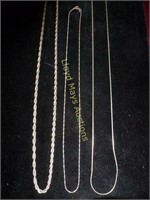 3pc Sterling Silver Chains / Necklace