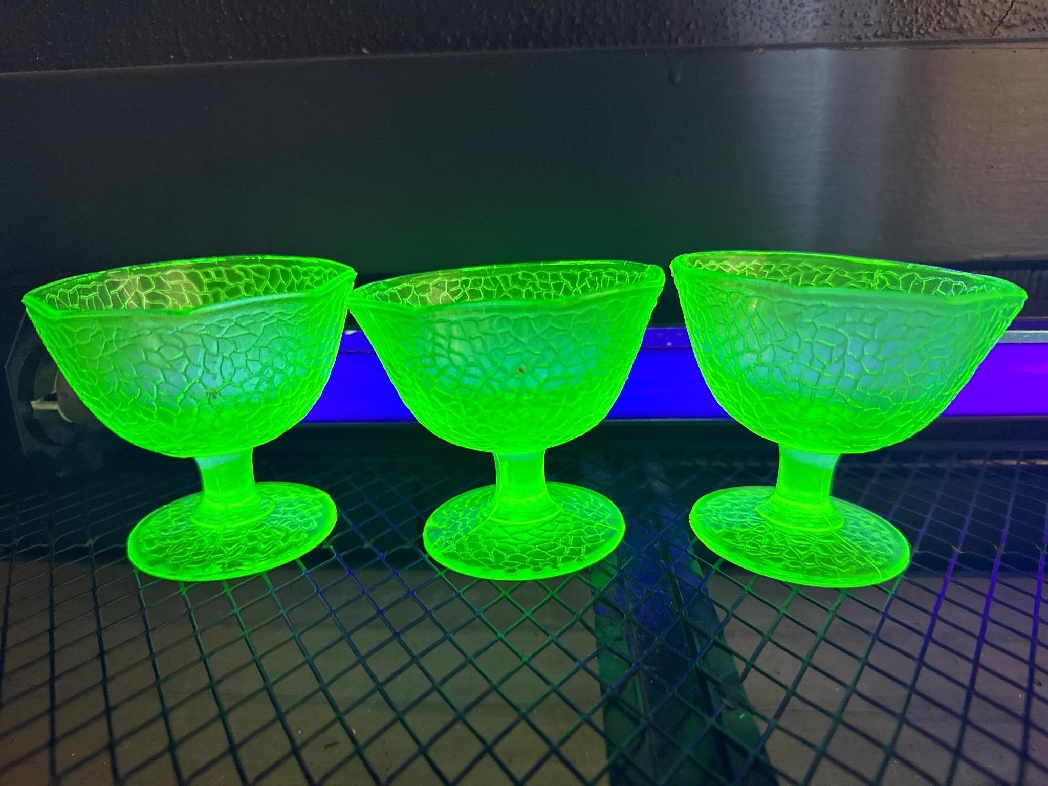 Green uranium glass sherbet