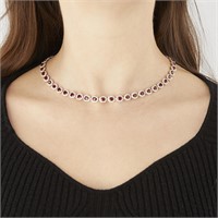 Oscar Friedman 14k Burmese Ruby & Diamond Necklace
