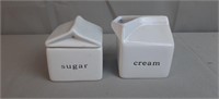 White Crate & Barrel Cream & Sugar
