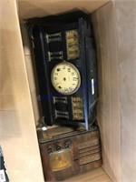 Wood radio, mantel clock, needs parts