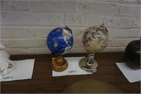 2-small globes on metal and wood base