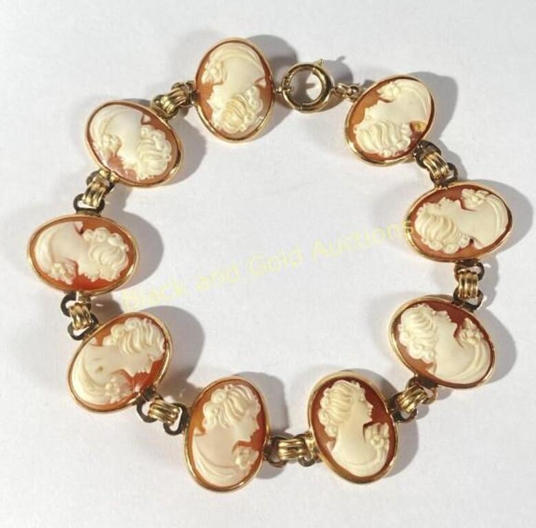 14K Gold Cameo Bracelet