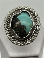 FINE Sterling Silver Navajo Turquoise Huge Ring