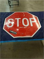 Stop red metal sign