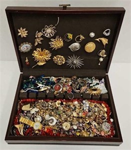 Jewelry Box Filled w/Asst Jewelry & Watches