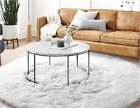 $30 Area rug 48" round white fluffy