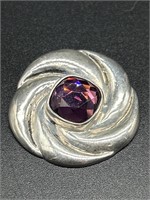 Sterling Silver Pendant w/ Purple Stone,