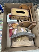 Box w/Wood Nativity Scene Figures - Towel Rack