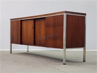 JG Standard Walnut & Chrome Credenza Cabinet