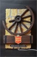Vintage Lone Star Beer Display - Wagon Wheel