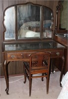 Antique Queen Ann Style Vanity w/ Chair