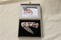 FOLDING KNIFE WITH JFK IMAGE, STAINLESS