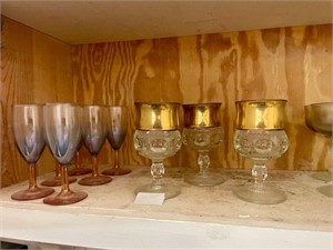Indiana glass kings crown gold rimmed Glassware