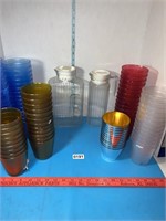 MC Arc France ribbed glass juice pitchers and