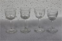 Lot of 4 Cut Glass Small Stem Cup