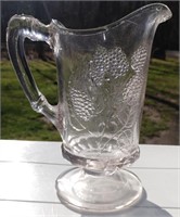 Rose Tinted Glass Pitcher With Grape Leaves