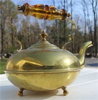 Antique Footed Brass Tea Pot