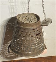 Vintage Metal Oyster Bucket Hanging Light