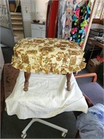 Vintage Cushioned Footstool,  Approx 18" Wide