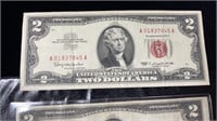 Series 1953,1963 Red Seal Two Dollar Bills