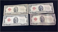Series 1928 - G Red Seal 2 Dollar Bills