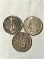 1964, 66 & 67 Canadian Silver 50 Cent Coins