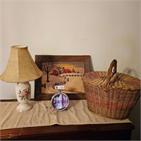 Picture, Basket, Clock and Lamp