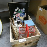 Wooden Crate, Milk Bottles, Cracker Tin - Etc
