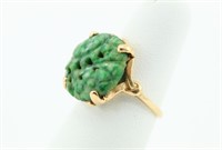 14K Gold Ring w/Carved Jade