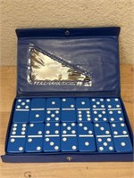 Vintage Blue Double Six Domino Set with Case
8