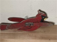 Primitive  Handpainted Wood Cardinal Whirly Gig