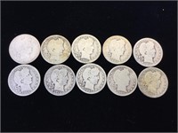 10- Silver Barber Quarters