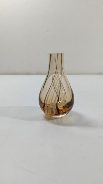 Vintage Caithness Scotland Amber Swirl Glass