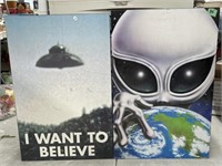 2 Art Plaques - Aliens - 22.5 x 34 "