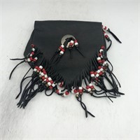 BEADED LEATHER BAG