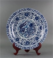 Chinese Blue and White Porcelain Charger Qianlong