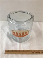 BAKED BY FIRE KING COUNTER DISPLAY JAR