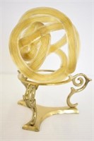 ART GLASS ON BRASS STAND - 5"H