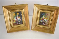 2 HAND PAINTED FLORALS ITALY - F. FABER